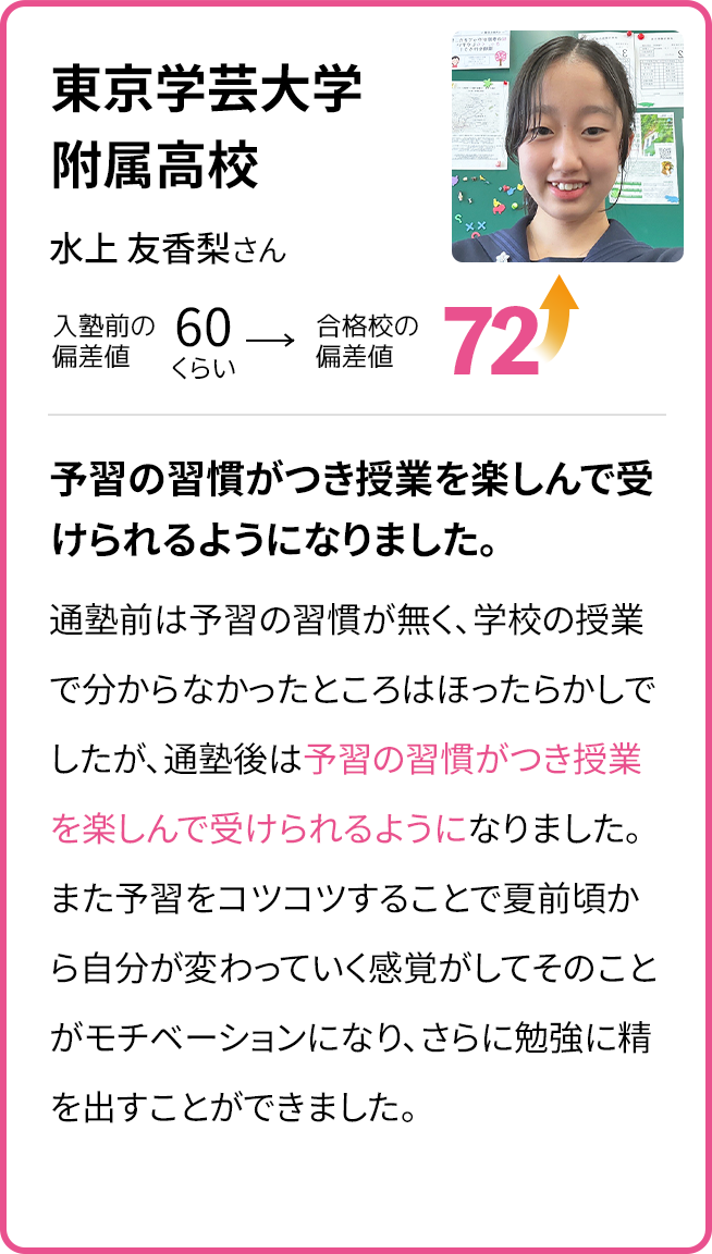 東京工業大学附属科学技術高校 入学前の偏差値50 入学8ヶ月後の偏差値65