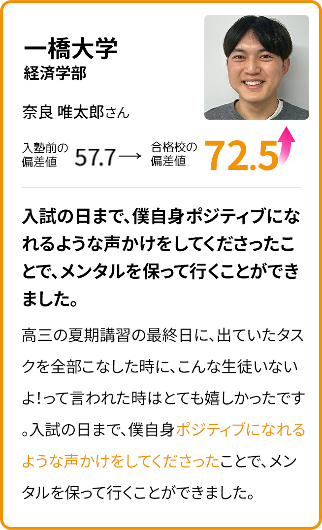 慶應義塾大学 入学前の偏差値50 入学7ヶ月後の偏差値65