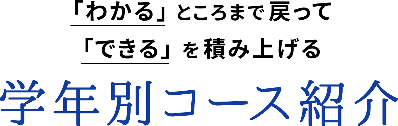 「わかる」ところまで戻って「できる」を積み上げる学年別コース紹介