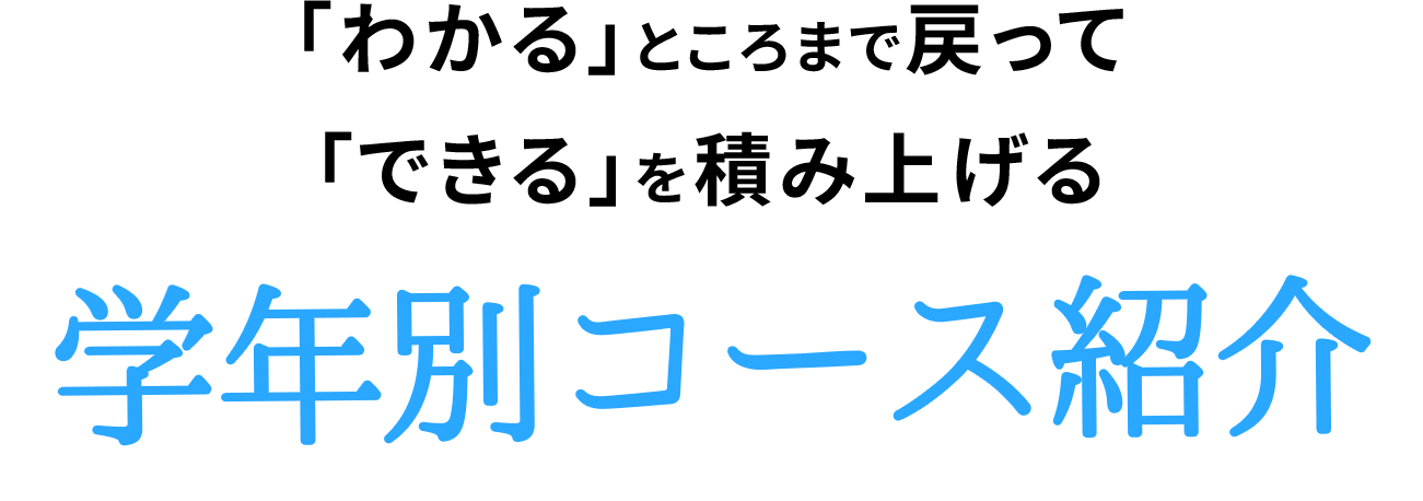 「わかる」ところまで戻って「できる」を積み上げる学年別コース紹介