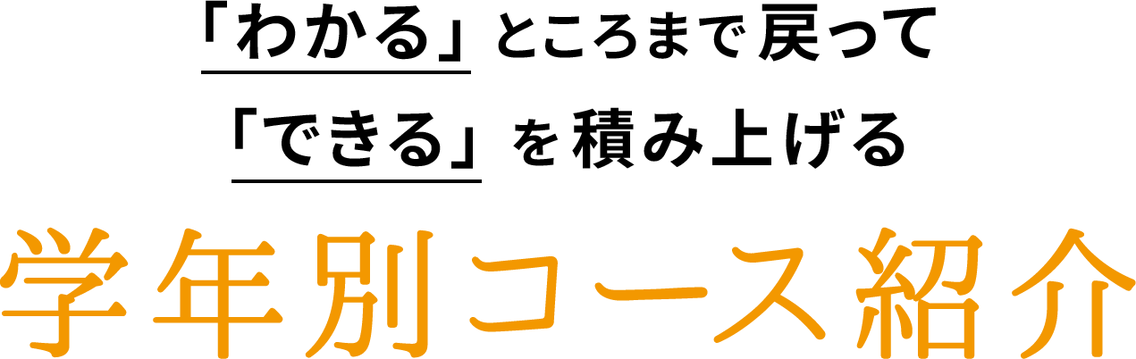 「わかる」ところまで戻って「できる」を積み上げる学年別コース紹介